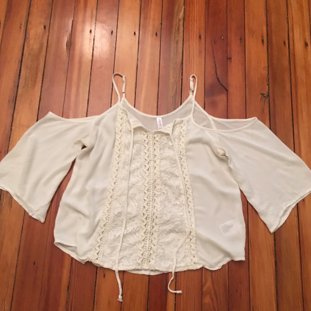 Ivory Lace Off Shoulder Crop Top